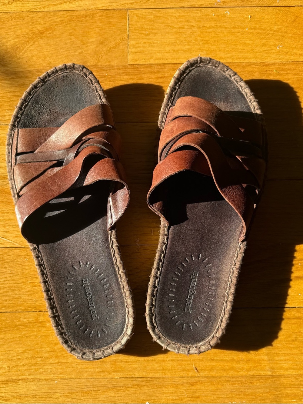 Patagonia Brown Leather Slide Sandals